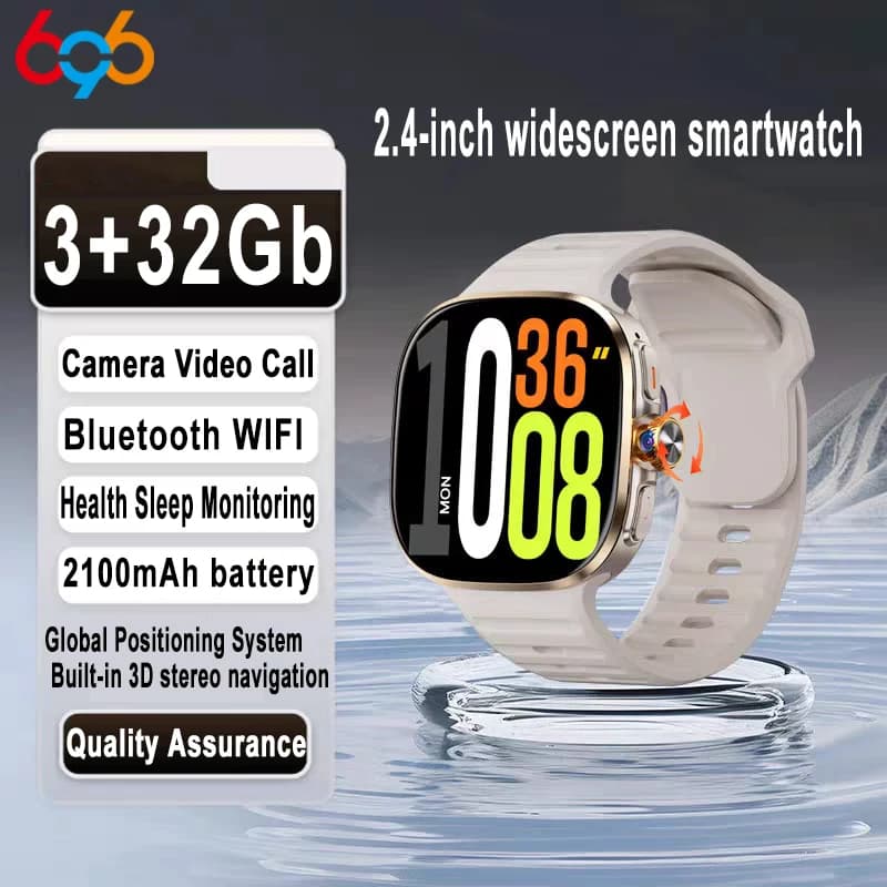4G Smart Watch APP Download Full Netcom Rotate Camera 2.4' AMOLED Screen NFC WIFI GPS Smartwatch SIM 3+32Gb RAM Health Monitor