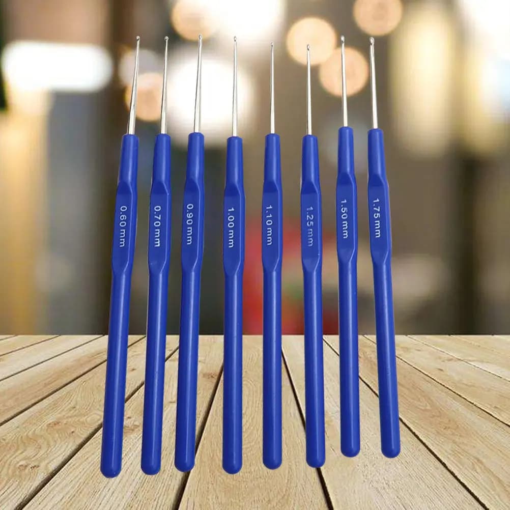 8Pcs Knitting Tool Set Stainless Steel Smooth Handle Ergonomic Knitting Hook Needles Handmade DIY Creative Weaving Tools