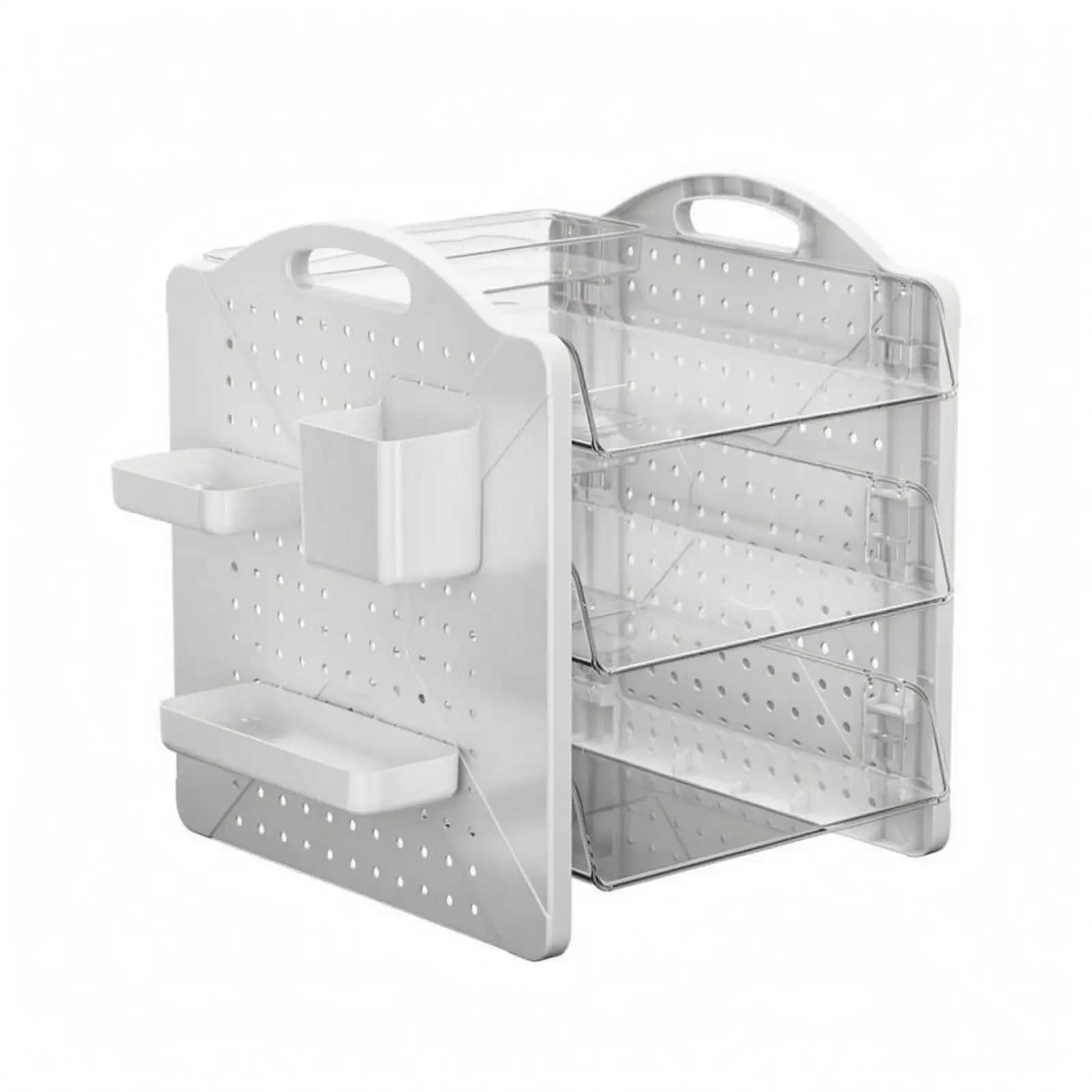 Three-Tier File Organizer Slanted Shelves A4 Document Rack Carry Handles