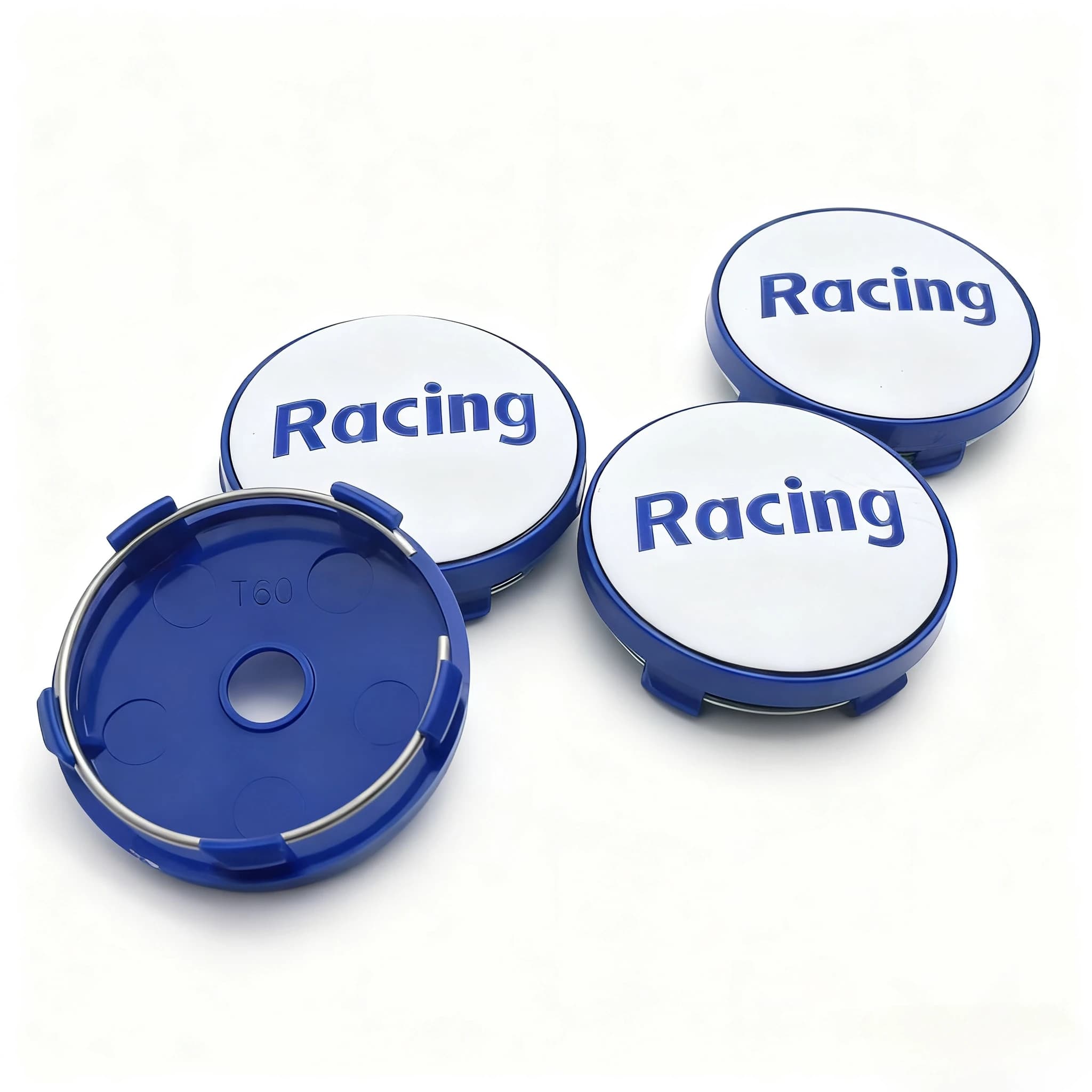 4 pezzi Racing Letter Logo Emblema Coprimozzi per ruote per auto 60mm 56mm Coprimozzo centrale per cerchioni Coprimozzi Sostituisci accessori per auto