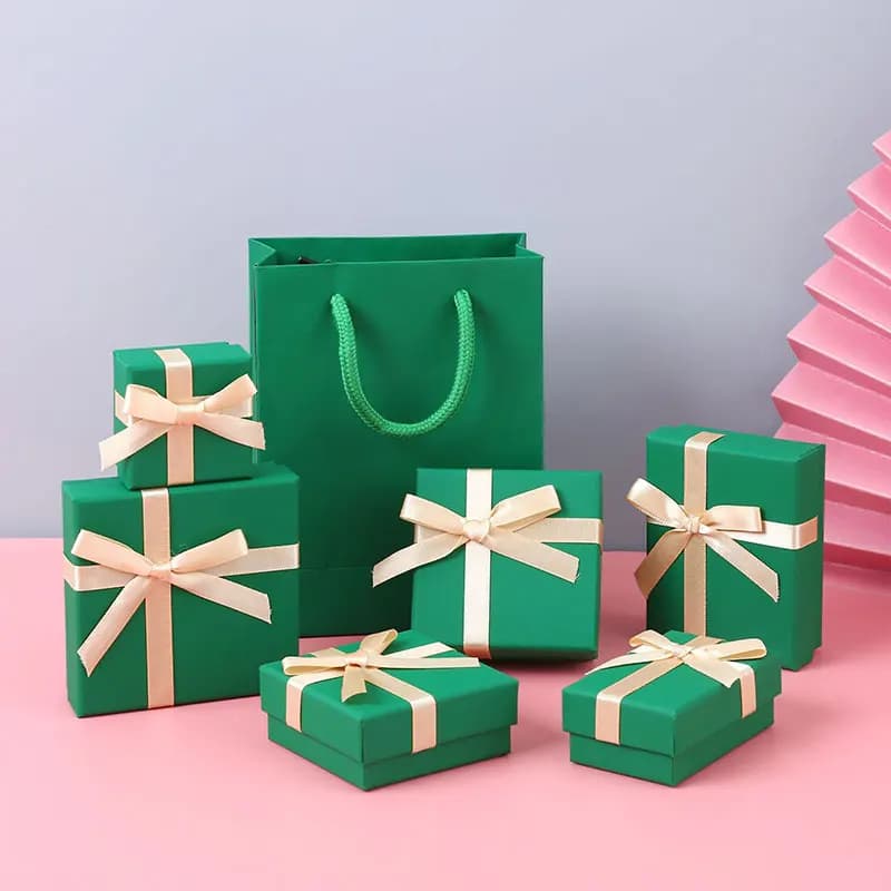 12pcs/Lot Mallard Green Bow Shaped Jewelry Box For Bracelet Necklace Ring Earring Pendant Packaging Case Chic Wedding Party Gift