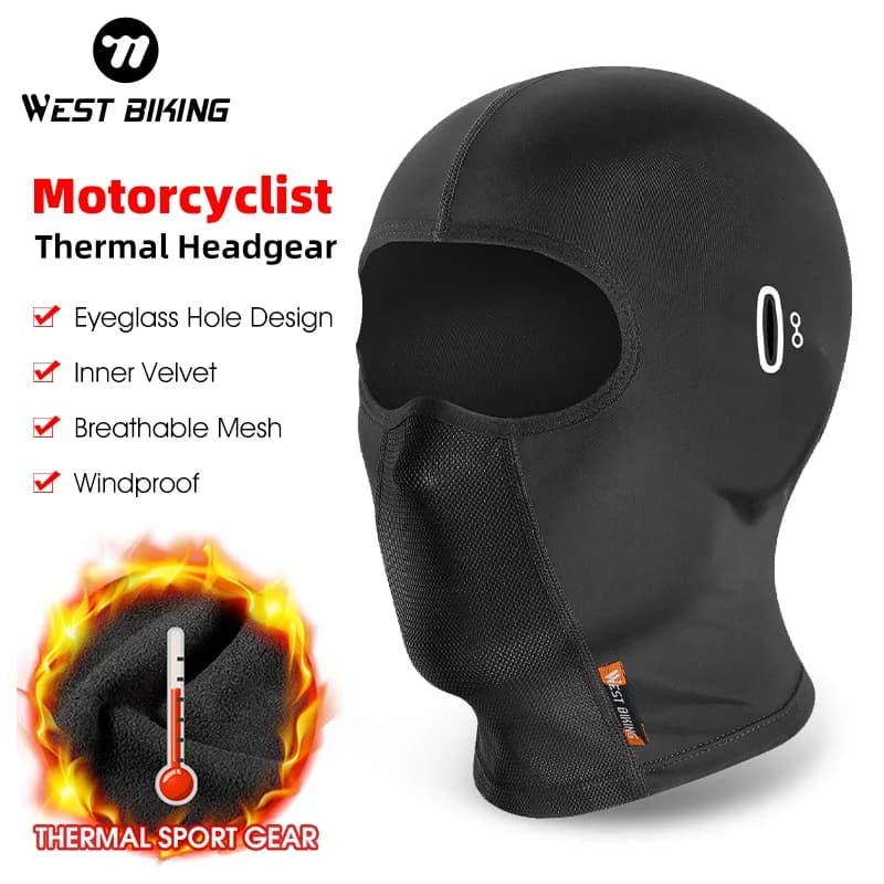 WEST BIKING Thermal Cycling copricapo velluto autunno inverno maschera integrale antivento traspirante moto Bike casco Liner