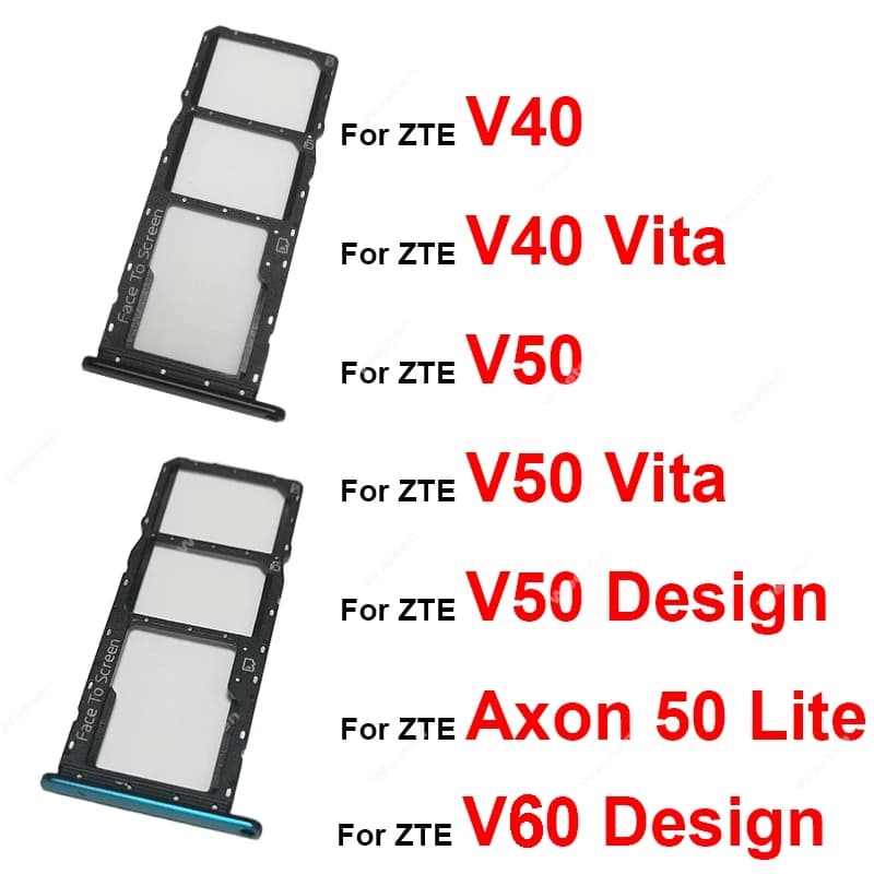 Supporto del vassoio della scheda SIM per ZTE Blade V40 V50 V60 Vita Design Axon 50 Lite Supporto del lettore SIM Slot Connettore Parti di riparazione