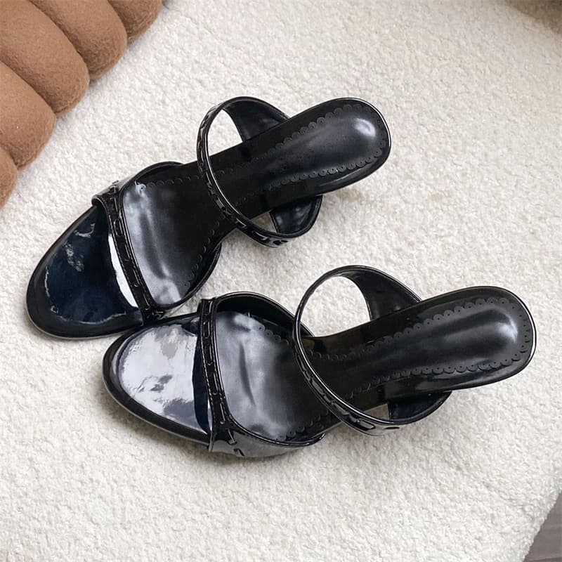 Eilyken Nuove Ciabatte da Donna alla Moda con Fascia Sottile e Punta Aperta, Sexy Tacchi Alti Sottili per Banchetti e Matrimoni