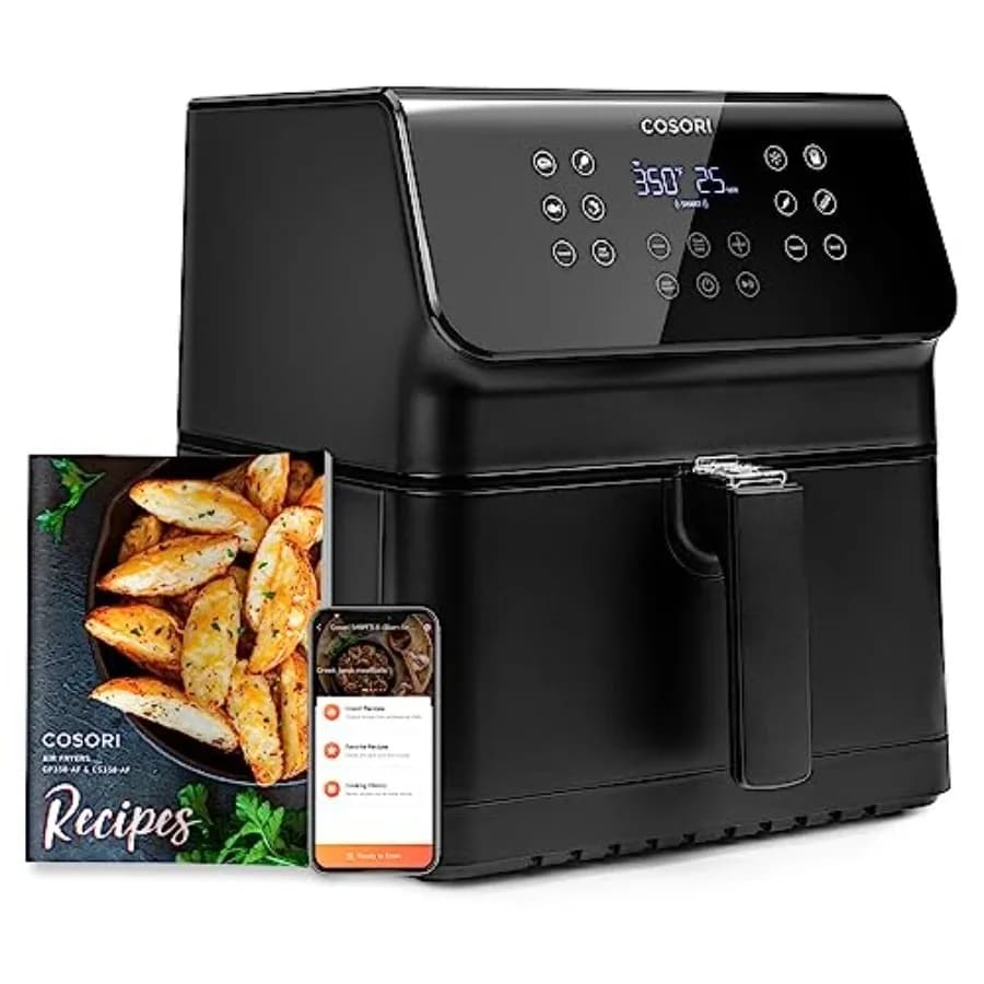 Friggitrice ad Aria Pro II 5.8QT Nera con Funzione Arrosto e Cottura, Promemoria Scuotimento, 8 Funzioni Preimpostate, Ricettario Online, Lavabile in Lavastoviglie