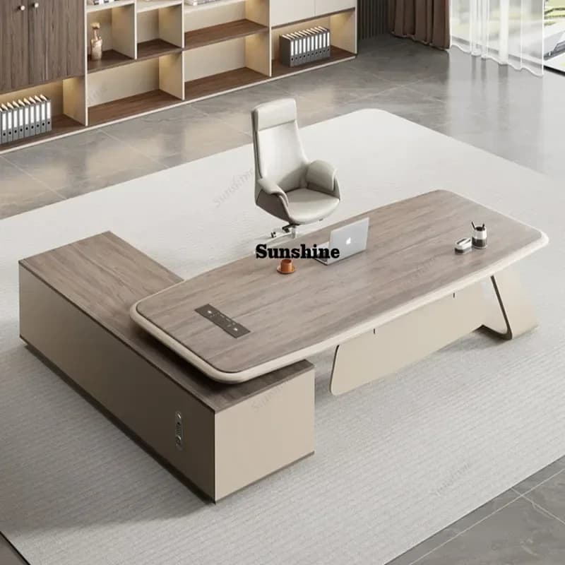 Scrivania da Ufficio di Design Unico con Armadietti Organizzatori, Cassetti Esecutivi, Scrivanie Europee con Spazio di Archiviazione, Mobili per Reception e Casa