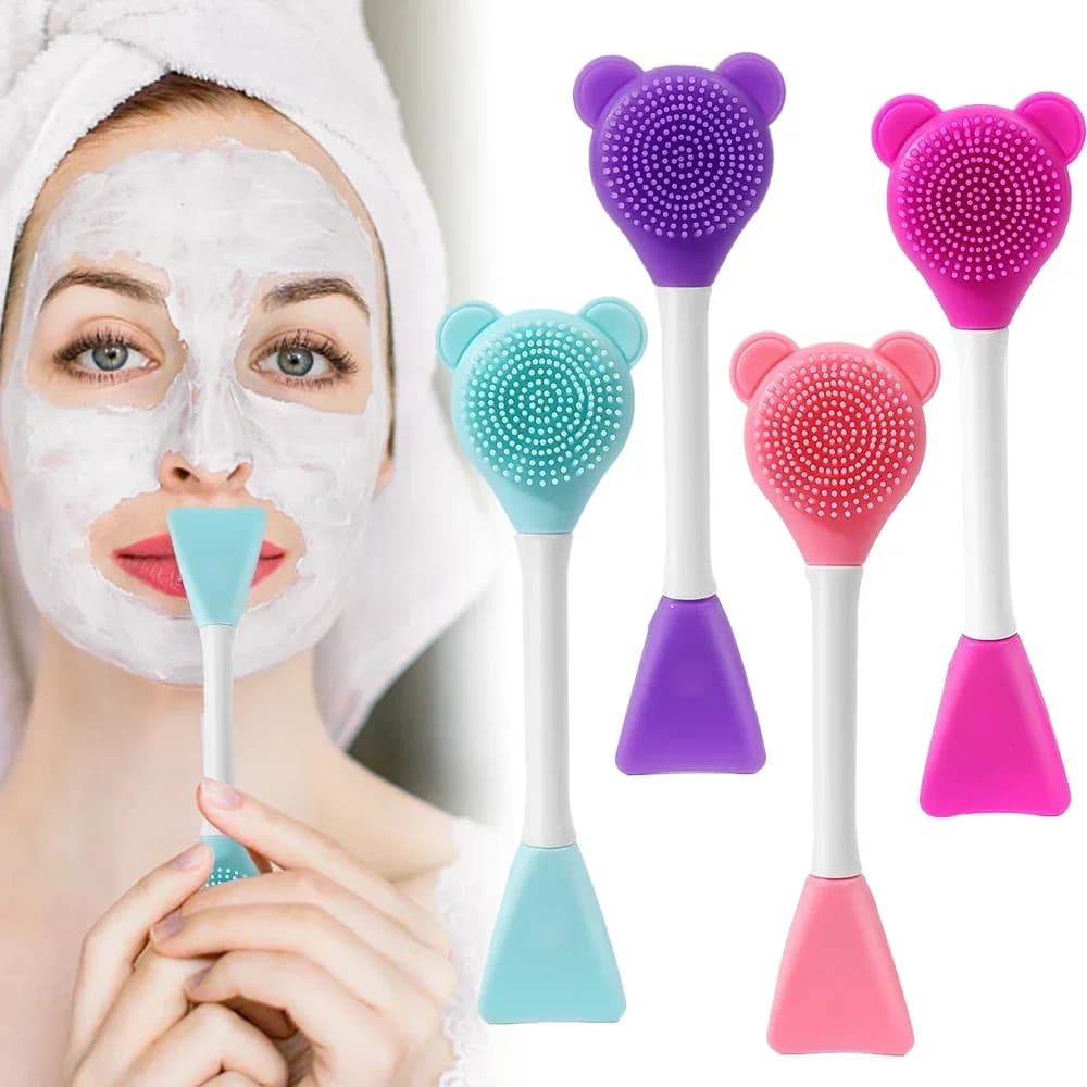 Women Spoon Spatula Brush Silicone Applicator Stirring Stick Double Head Facial Mask Skin Face Cleansing Care Home Makeup Tools