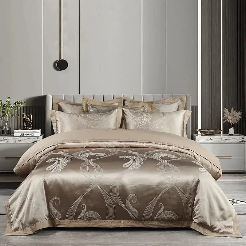 Cotton Bedding Set Jacquard King Size Luxury European Wedding Bedding Sets Queen American Satin Double Duvet Cover Set 220x240