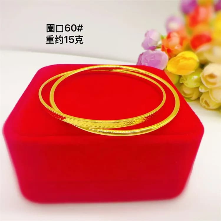 Nuovo braccialetto in oro fortunato a doppio anello! Stile donna in oro 24 carati AU999, design cavo con anelli ad incastro