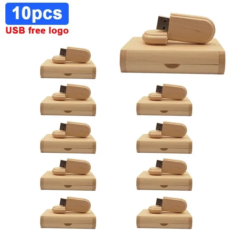 10 pz. USB 2.0 in legno personalizzabili con LOGO, chiavetta USB da 4GB, 8GB, 16GB, 32GB, 64GB, ideali come regalo