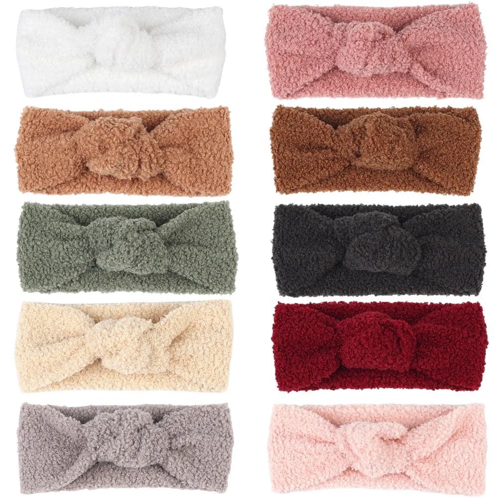 Fasce per la testa del bambino Fascia per capelli in tessuto per orsacchiotto Fascia per capelli per ragazza Nodo Top Turbante Accessori per capelli per bambini Neonato Autunno Inverno Copricapo