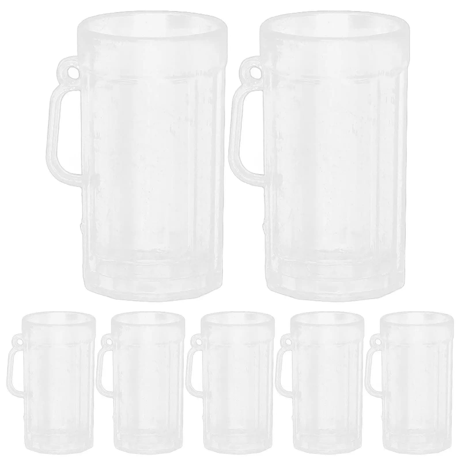 10 Pezzi Mini Bicchieri da Birra Trasparenti, Piccoli Bicchieri per Birra, Decorazioni per Matrimoni e Feste di Compleanno, Bicchieri in Miniatura, Accessori per Foto, Mini Casa delle Bambole