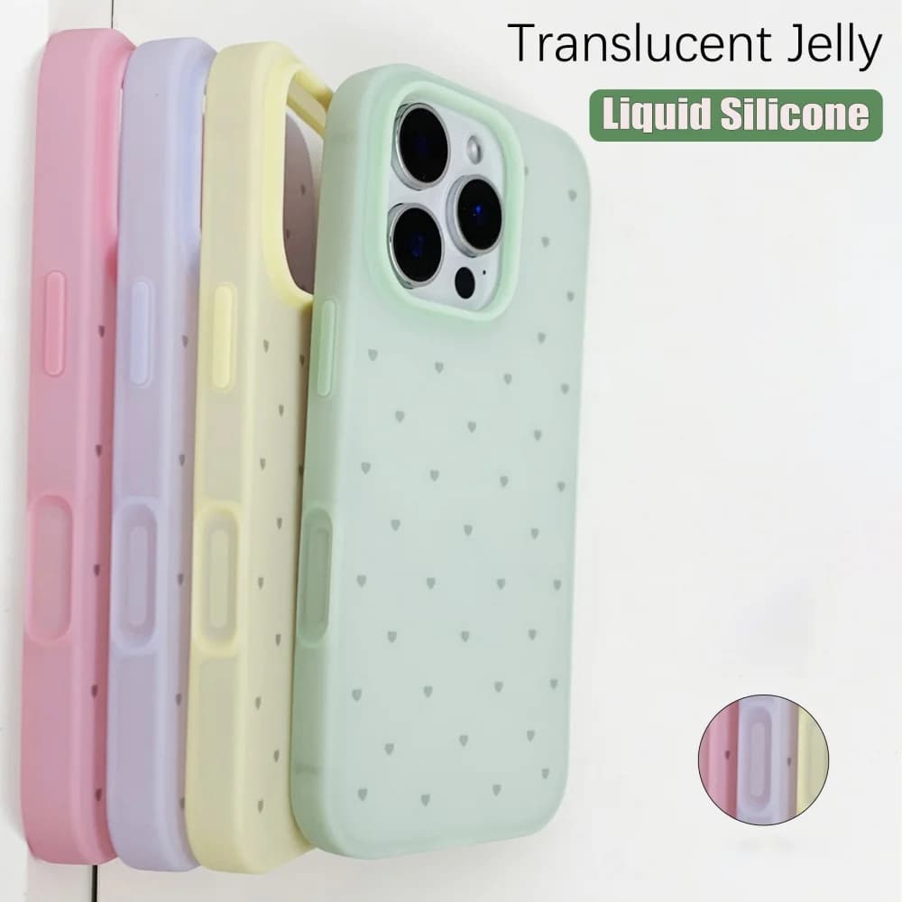 Custodia in silicone liquido gelatina traslucida per iPhone 16 15 14 13 Pro Max 16Pro 16ProMax Cover paraurti in gomma antiurto opaca Candy