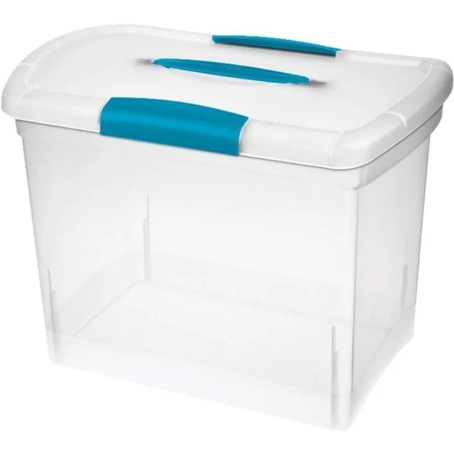 Contenitore Grande in Plastica ShowOffs con Coperchio - Scatola Impilabile per Stoccaggio - Confezione da 1, Trasparente