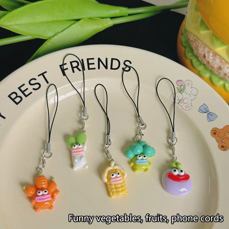 Carino creativo grande bocca verdure cordino per cellulare zaino divertente decorazione accessori moda cellulare cinturino regali