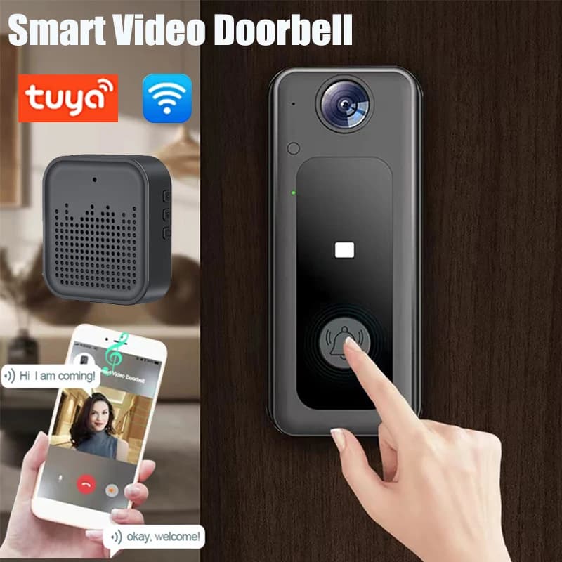 Videocitofono Tuya Videocitofono senza fili Campanello visivo WIFI HD Visione notturna Videocitofono di sicurezza domestica intelligente