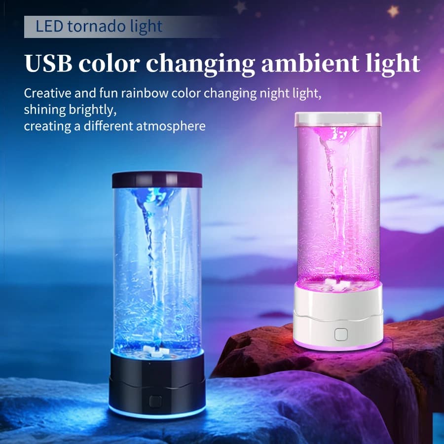 Lampada Notturna LED Tornado USB Multicolore, Luce d'Atmosfera Creativa per Camera da Letto, Regalo di Compleanno per Adulti, Illuminazione Decorativa per Casa
