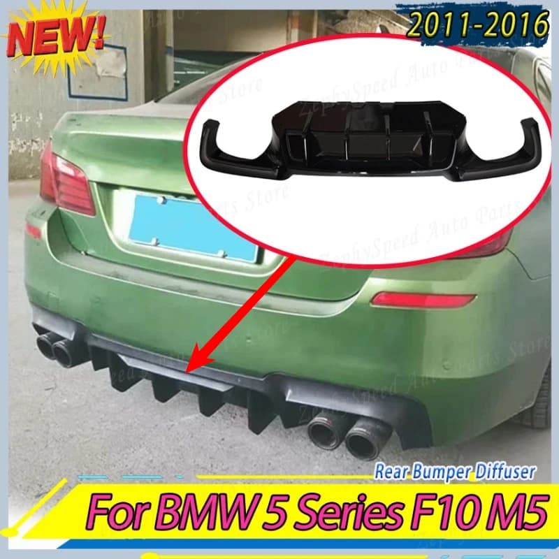Rear Bumper Diffuser Lip Spoiler Splitter For BMW 5 Series F10 M5 2011-2016 Car Boot Bracket Auto Accessories Body Kit Tuning