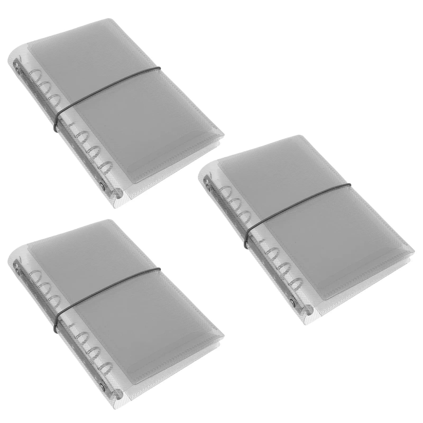 Set di 3 Copertine Trasparenti A6 per Quaderno con Elastico, Anelli Rotondi, Organizer per Planner, Cartella per Diario, Protezione per Budget, Raccoglitore A6 Trasparente