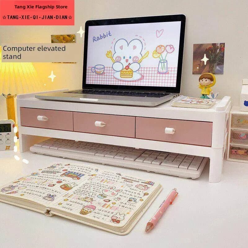 Simple Computer Monitor Stand Desk Organizer Drawer Storage Box Notebook Riser Office Desk Easy Assembly Heightened Stand