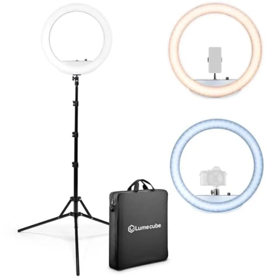 LED Ring Light for Videos, Selfies, Live Streaming 8" Circle Light with Stand, Phone Holder, and Camera Mount Portable + 6.5 ft