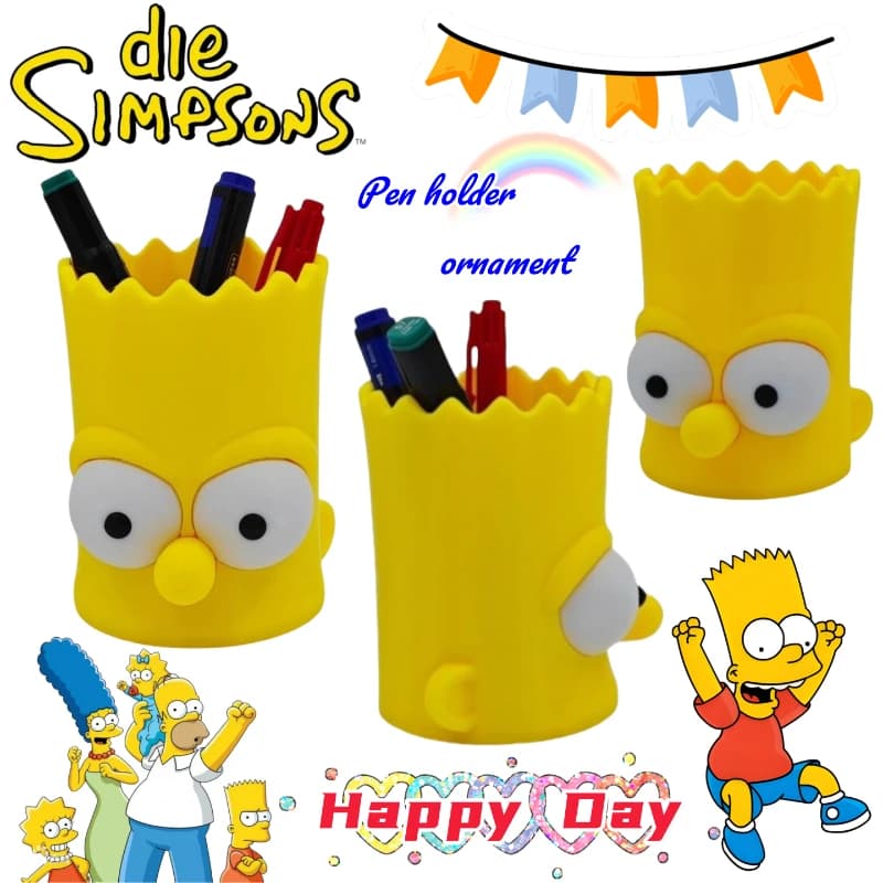 Nuovo Portapenne Creativo dei Simpson, Bart Simpson, Organizzatore da Scrivania Multifunzionale per Studenti, Divertente Oggetto Decorativo, Regalo