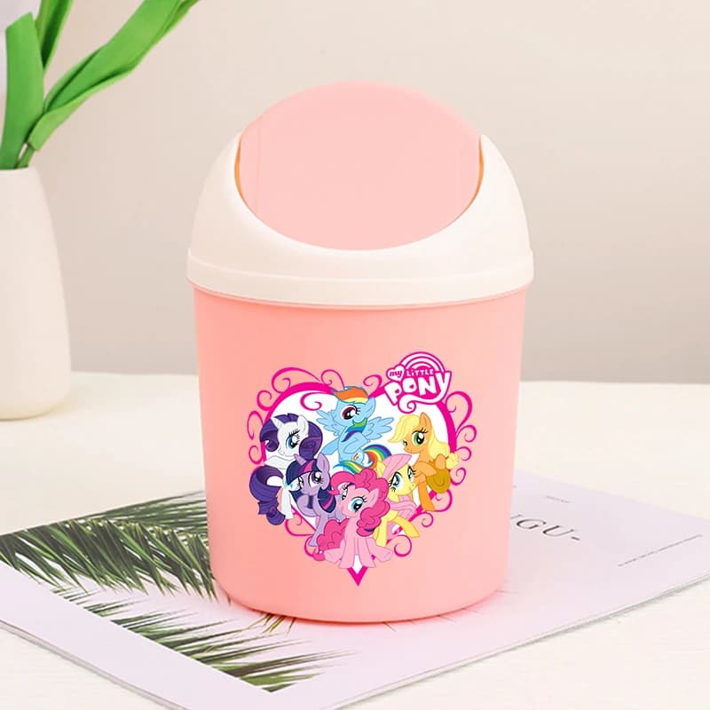 Mini Cestino per Rifiuti My Little Pony con Coperchio, Contenitore da Scrivania, Bidone per Camera da Letto, Scatola per Rifiuti, Organizzatore per Spazi di Lavoro, Contenitore per la Casa