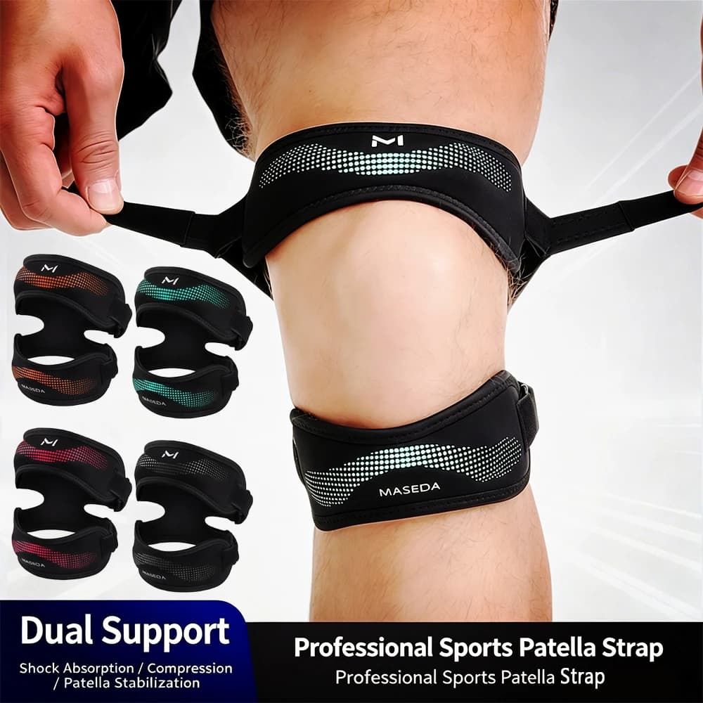 1/2 Pezzi Fascia per Tendine Rotulee Regolabile, Supporto per Ginocchio per Corsa, Sollevamento Pesi, Baseball, Pallavolo, Jogging, Ciclismo, Arrampicata