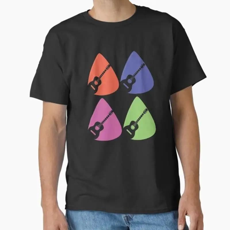 Guitars in Colorful Picks New Made Australia T-Shirt S-2XL