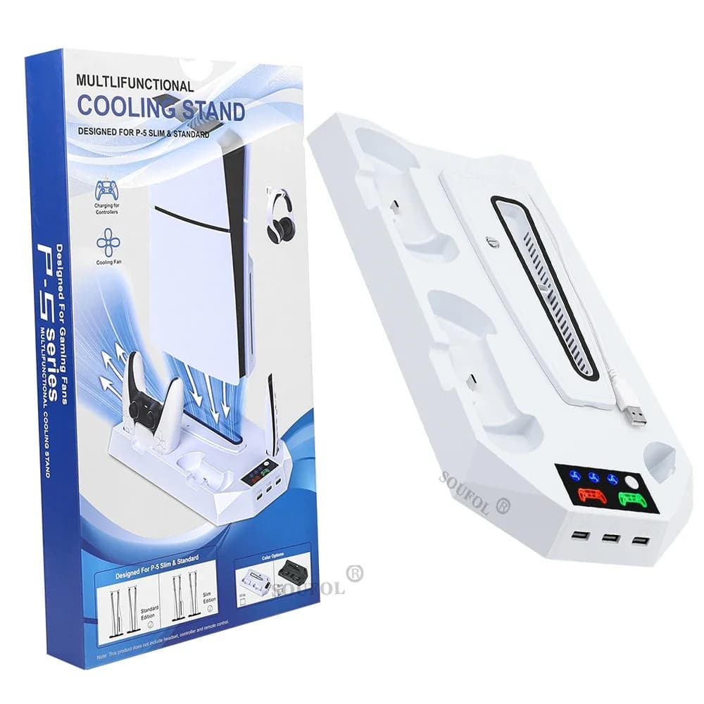 Supporto di raffreddamento per controller console PS5/PS5 Slim Gamepad Stazione di ricarica Dock di raffreddamento per disco console PS5/accessori digitali