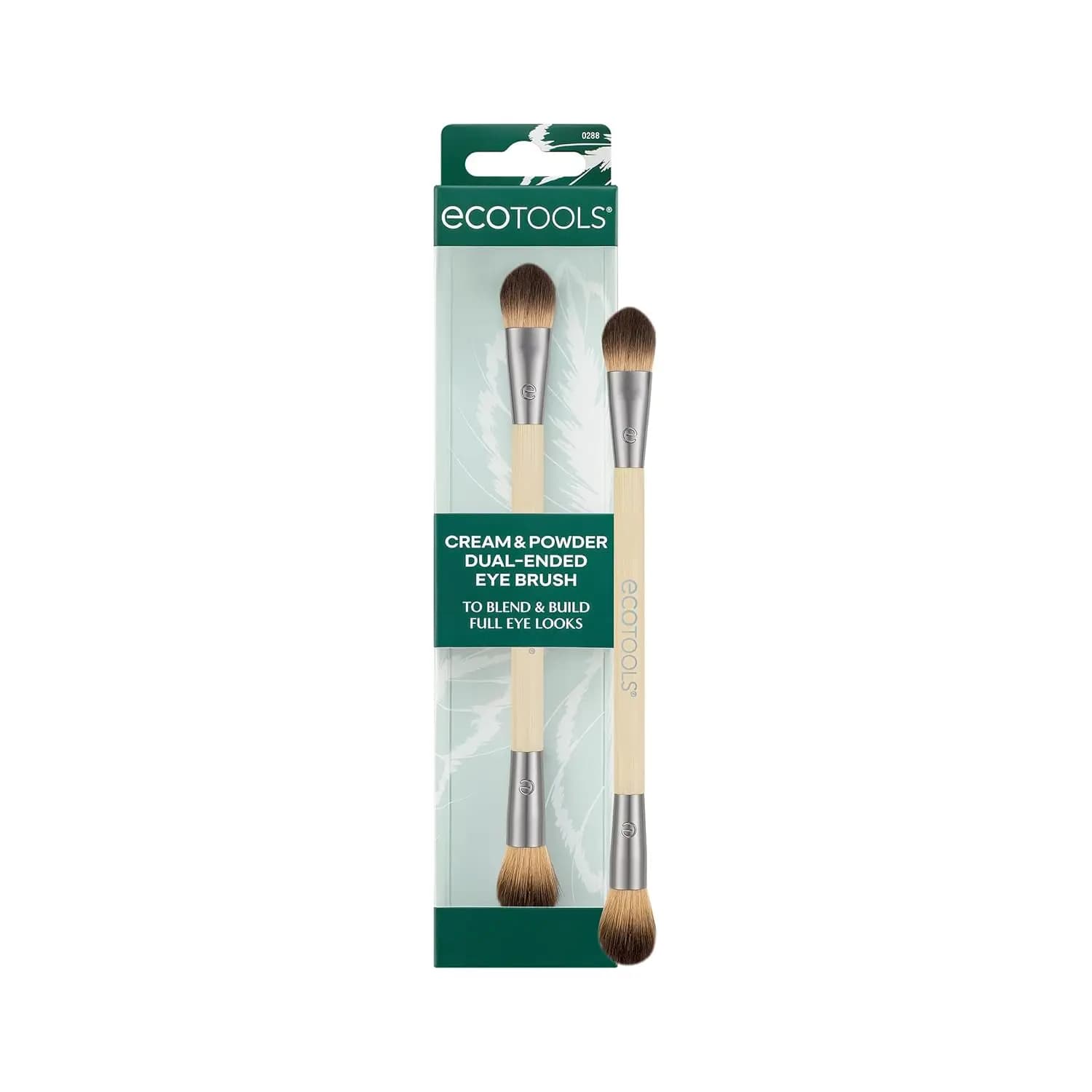 Pennello Doppio per Ombretto in Crema e in Polvere, Pennello Piatto e Soffice per Sfumature e Look Completo, Pennello per Trucco Sostenibile