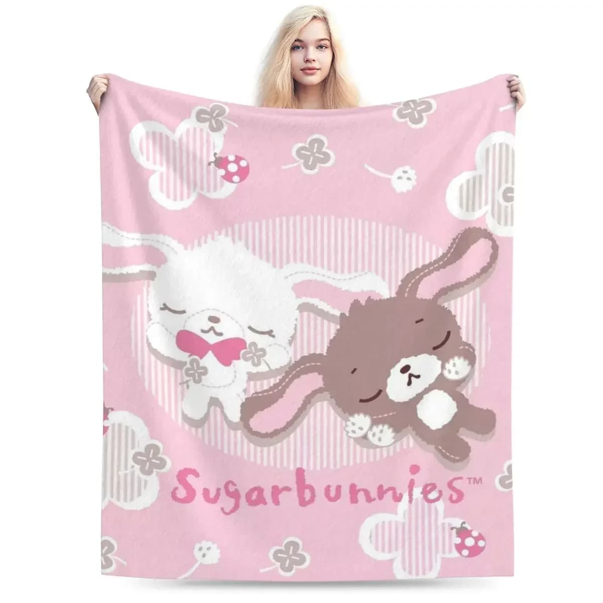Sugarconiglietti coperte Soft Warm flanella coperta da tiro biancheria da letto per letto soggiorno Picnic viaggio casa divano