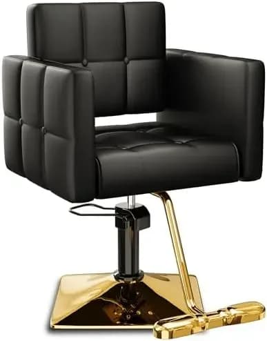 High-end Sn Chair, Gold & Black, Faux Leather, 360° Swivel, 330 lbs Weight acity, Memory Foam Cushion, Arm Rest