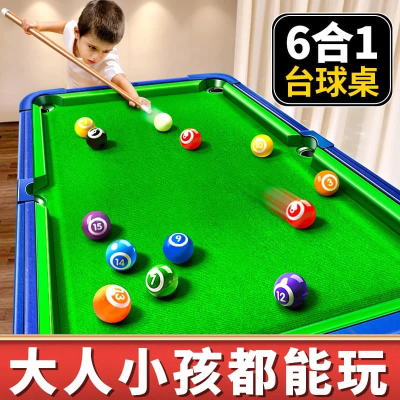 Children's Billiards Table 6 in 1, Children's Table Games Set for Kids and Girls from 3 to 8 years with Billiards, Golf, Football, Basketball and Bowling