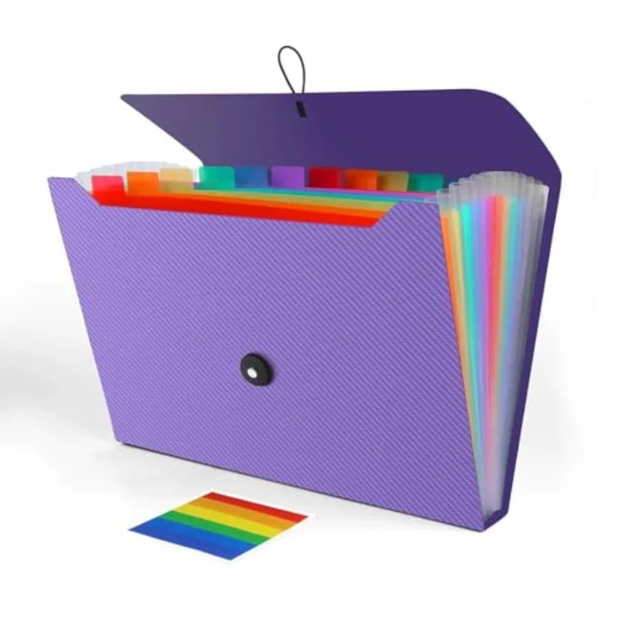 Accordion File Organizer, Expanding File Folder for Sorting Documents and Papers, 13 Pockets File Storage Organizer for Home, T
