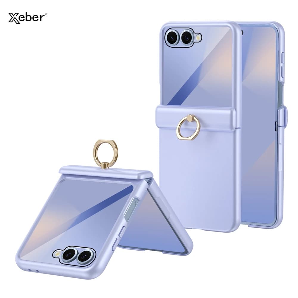 Custodia con anello con impugnatura opaca placcatura di lusso per Samsung Galaxy Z Flip 7 6 5 Cover antiurto in tinta unita con fibbia per dito con pellicola in acciaio