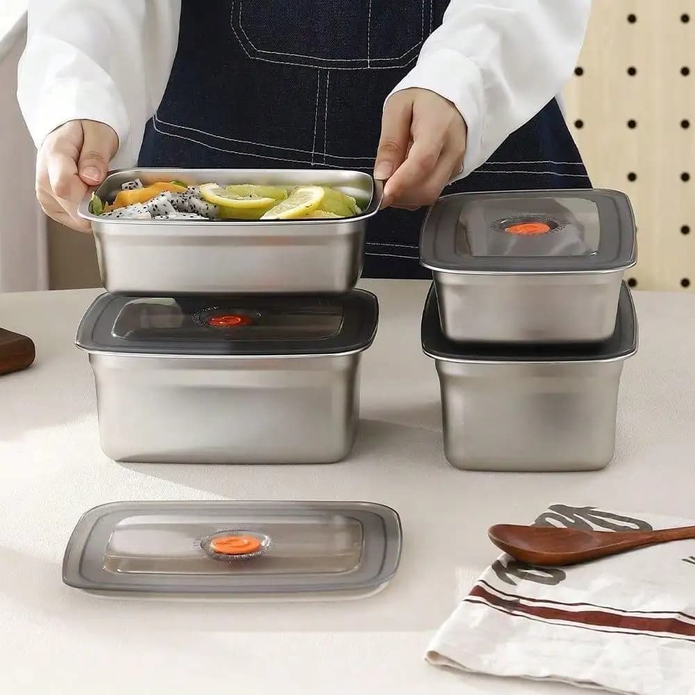 Buy 2 Get 1 Free 3 Pack Stainless Steel Food Storage Containers With Lids Reusable For Picnics Meal Prep Fridge Organizing Kitchen Essentials Easy Clean Stackable For Fridge Freezer Pantry