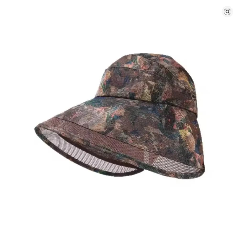 Cappello da Pescatore Anti-UV Regolabile con Visiera Aperta, in Rete di Poliestere Traspirante, con Ampia Tesa a Foglia, Protezione Solare Estiva