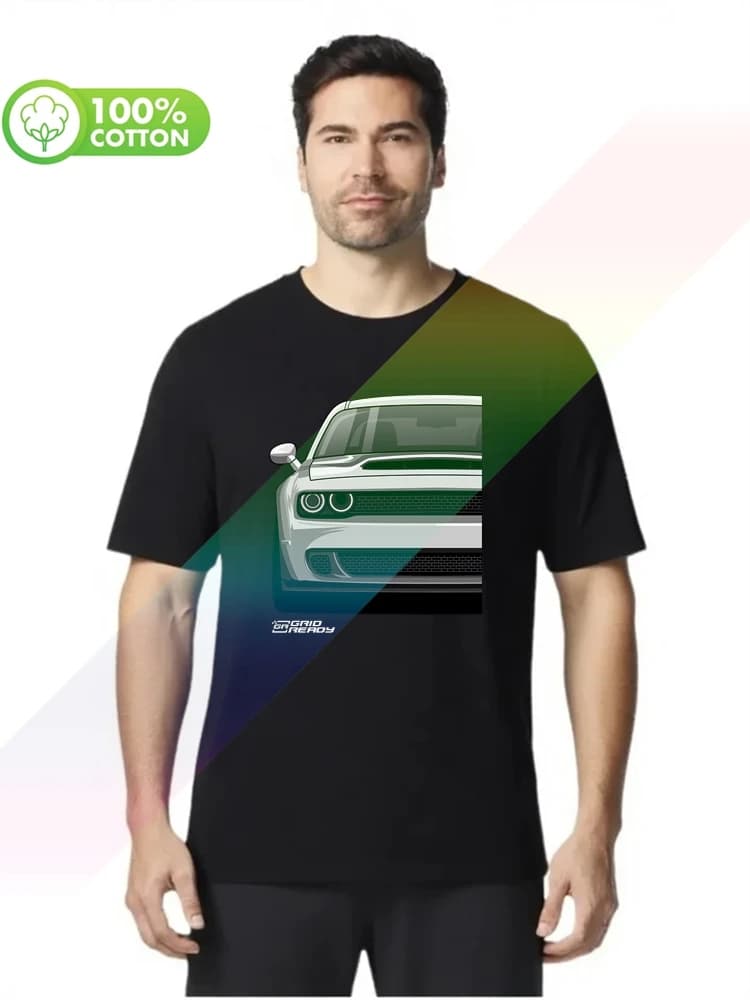 T-shirt da uomo girocollo in cotone 100% pesante AUTOTEE Dodge Challenger Hellcat S-XXXL Tops Tees