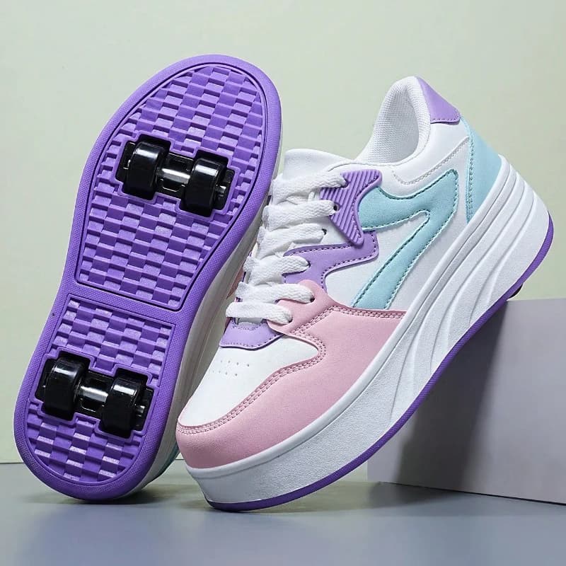 2025 New Fashionable Women's Shoes Design Transformable Mesh Breathable Color Purple Gymnastics Shoes For Kids and Girls