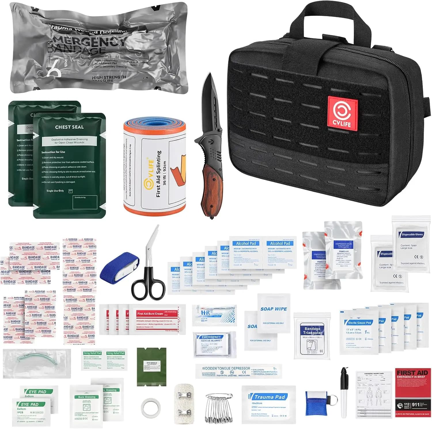 Kit di Pronto Soccorso Completo per Emergenze e Sopravvivenza, Ideale per Auto, Campeggio, Escursionismo e Viaggi con Tasca MOLLE