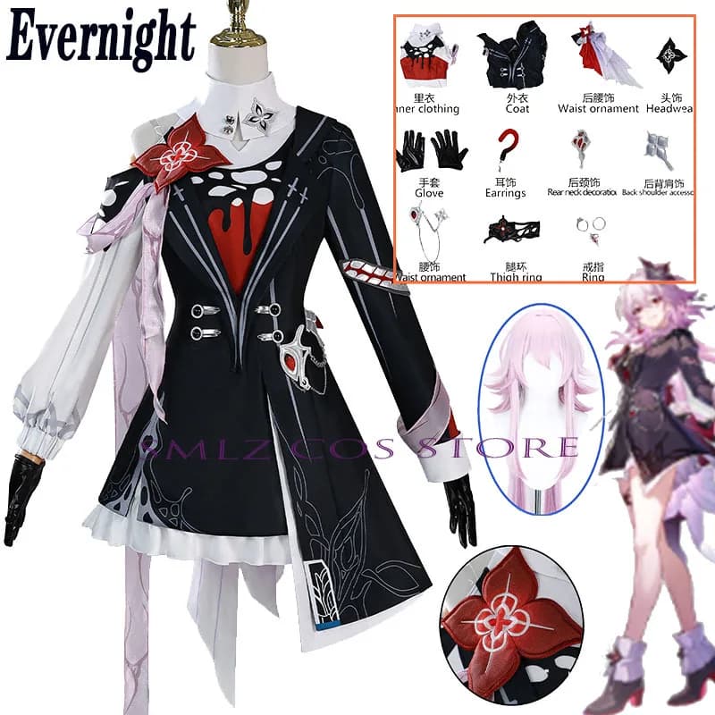 Recently Evernight Cosplay Honkai: Star Rail 7 March Women's Costume Cosplay Dress Suit Halloween Carnival Party Role Game Outfit