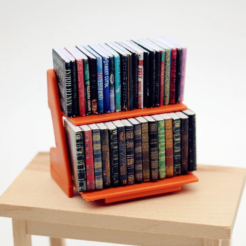 Modellino in Scala 1:12 di Libreria con Libri in Miniatura, Decorazione per Stanza Studio, Accessori per Casa delle Bambole