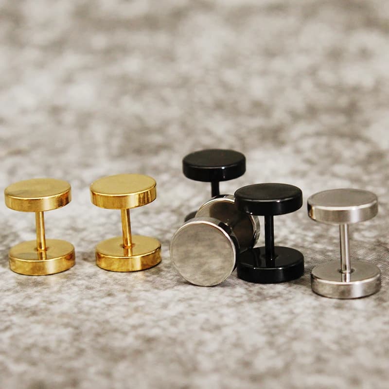 Set di Orecchini a Cerchio Piccoli in Acciaio Inossidabile alla Moda, Eleganti Piercing a Forma di Manubrio, Gioielli Minimalisti per Donne e Uomini