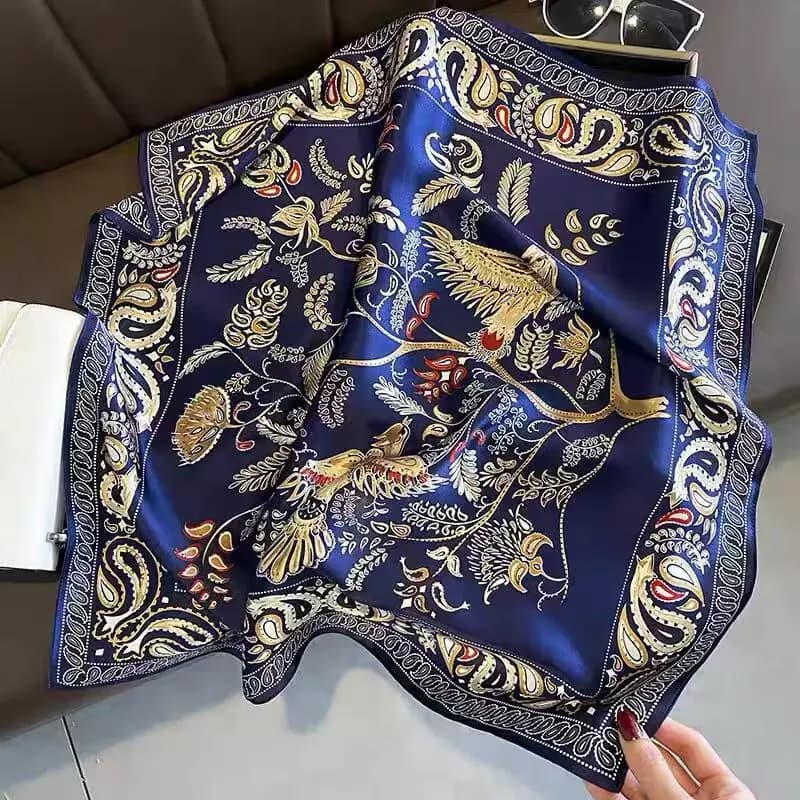 Fashionable Retro Printed Silk 70CM Square Scarf, Silky Satin Women's Scarf, Headscarf, Elegant Bandana Shawl, Wrist Accessories