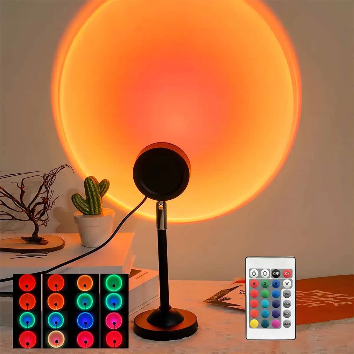 Sunset Projection Light 16 Color Environmental Night Light, Background Wall Photography Scene Items for Bedroom Decoration