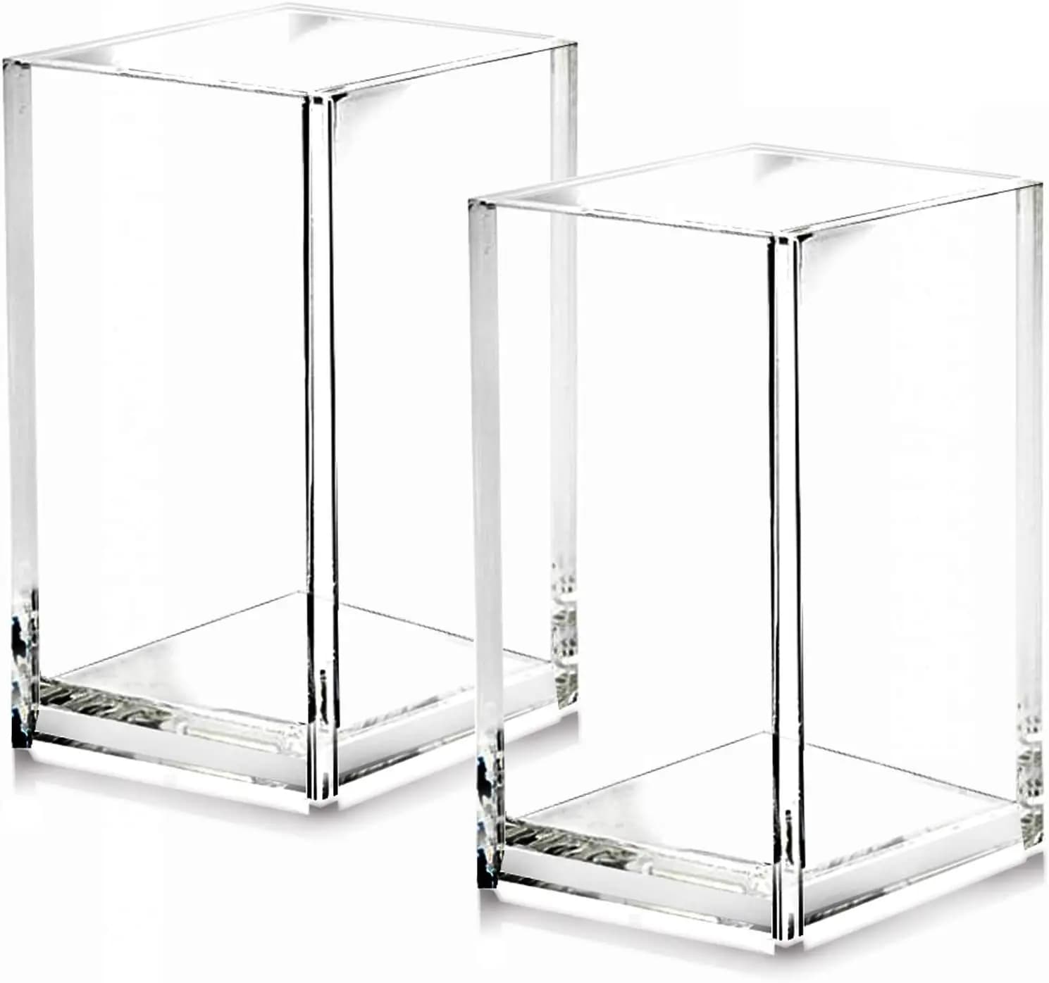 Confezione da 2 Portapenne in Acrilico Trasparente, Organizzatore da Scrivania per Matite, Pennelli per Trucco, Forniture per Ufficio, Scuola e Casa