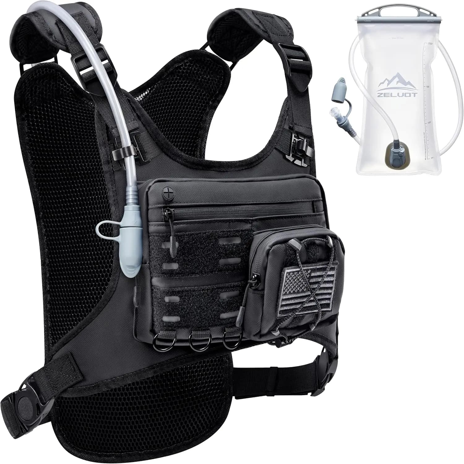 Gilet Idratazione Leggero con Sacca d'Acqua da 2L, Marsupio Riflettente per Maratona, Porta Attrezzatura Incluso