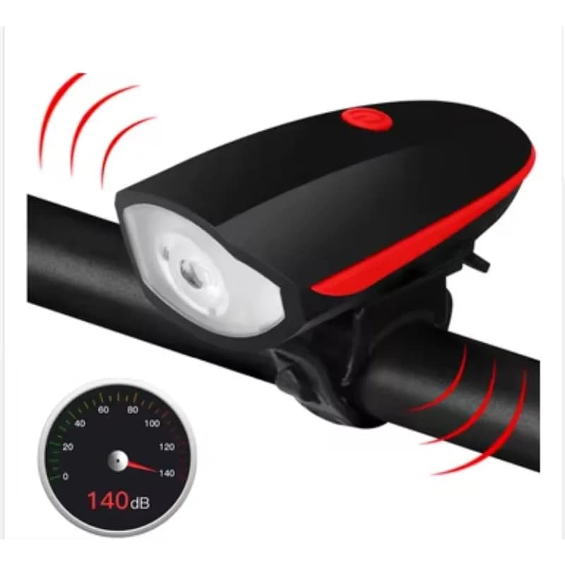 Lampada frontale per bicicletta impermeabile all'ingrosso 120 Db Forte clacson Campanello di allarme Avvertimento Luce anteriore per bici a LED ricaricabile Batteria ABS
