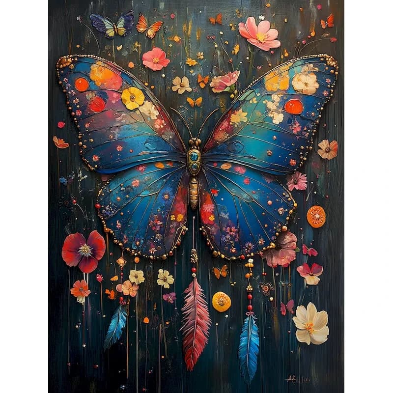 Butterfly Dreamcatcher Oil Painting By Numbers For Beginners Handmade DIY Crafts Canvas Picture Kits For Home Decor
